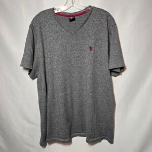 US Polo Assn Mens XL V-Neck T-Shirt Gray Heather Short Sleeve Cotton